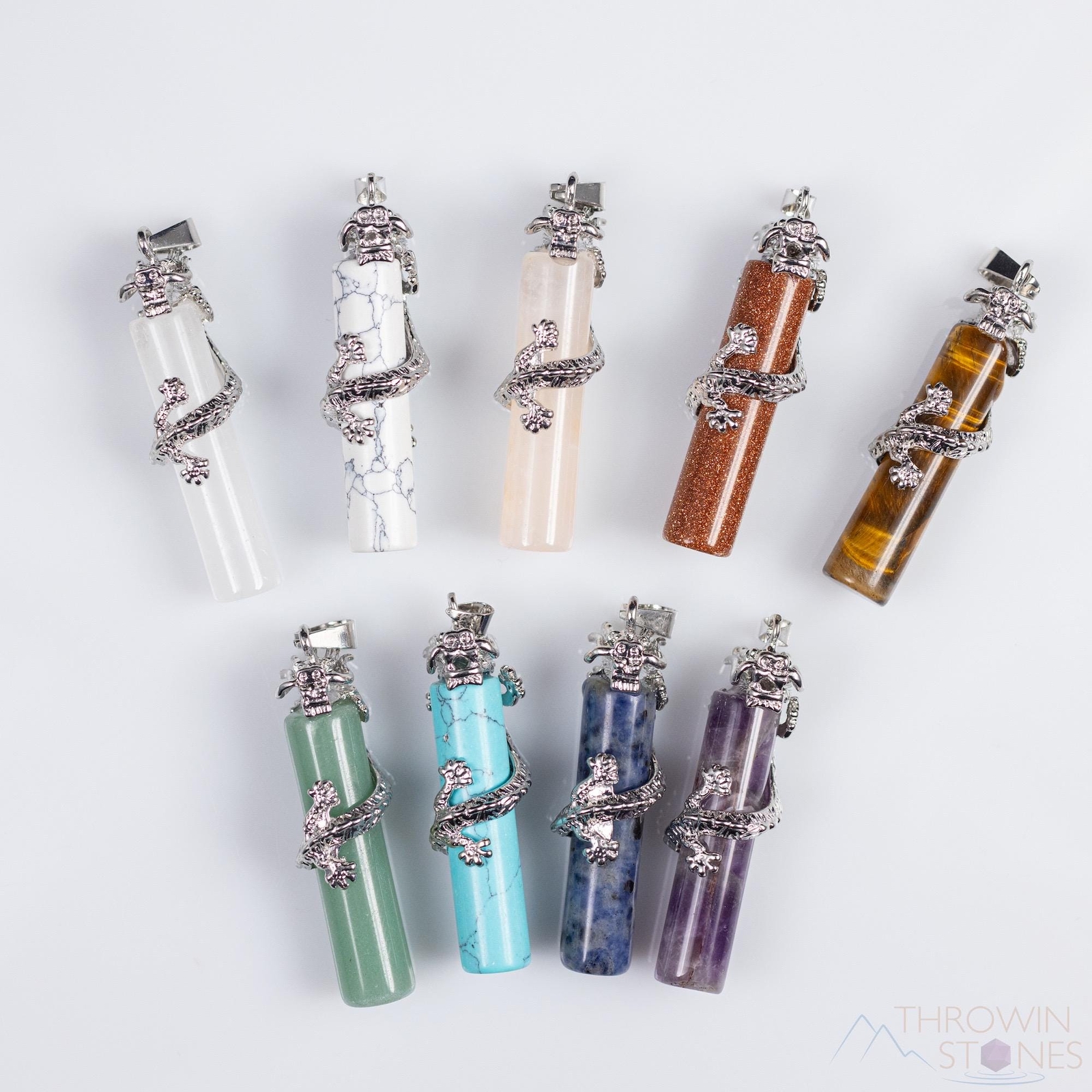 CHINESE DRAGON Crystal Point Pendant – Gemstone Jewelry Gift for Him, E2198