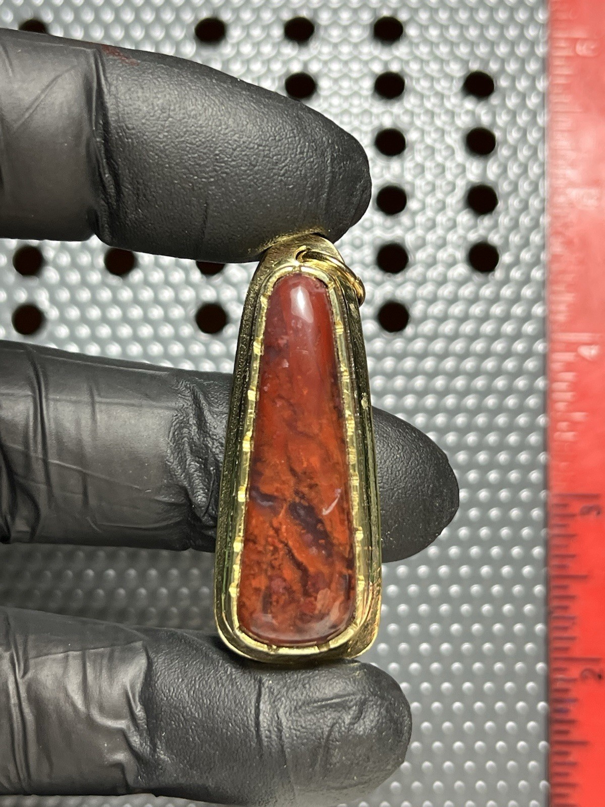 Red Bouquet Moss Agate From Mexico Handcrafted In Brass. Pendant Number 131￼