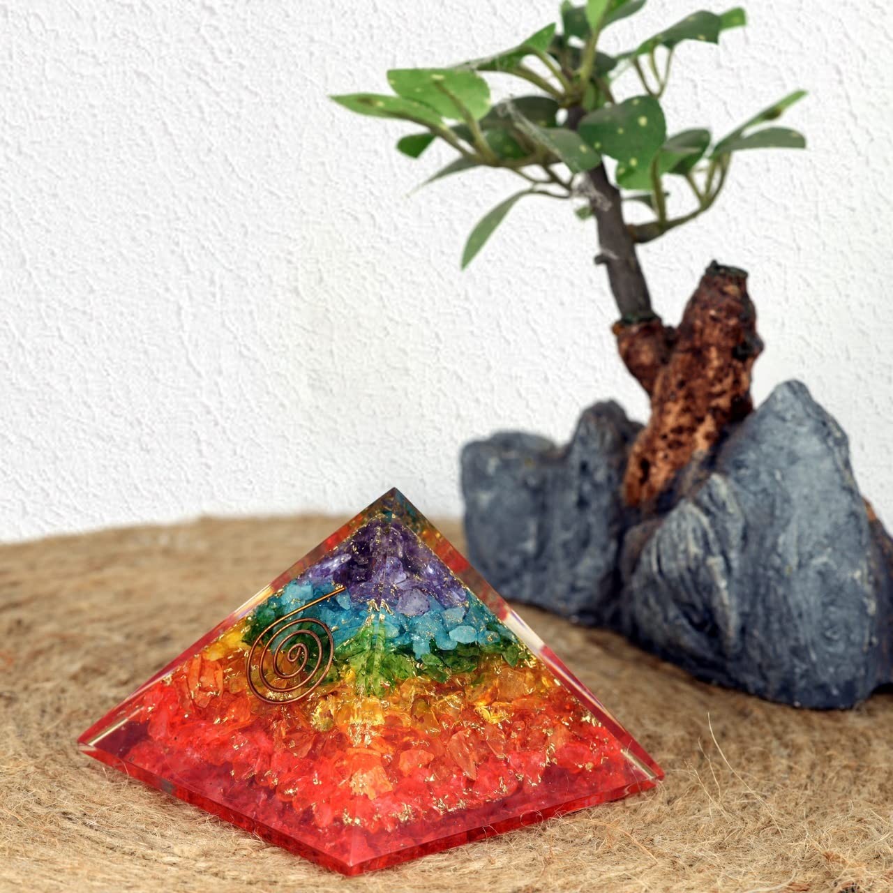 7 Chakra Orgonite Pyramid for Healing Meditation Stress Relief Positive