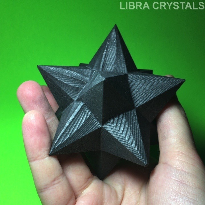Shungite Merkaba Star Sacred Geometry Crystal Carving Metaphysical Decor 3″