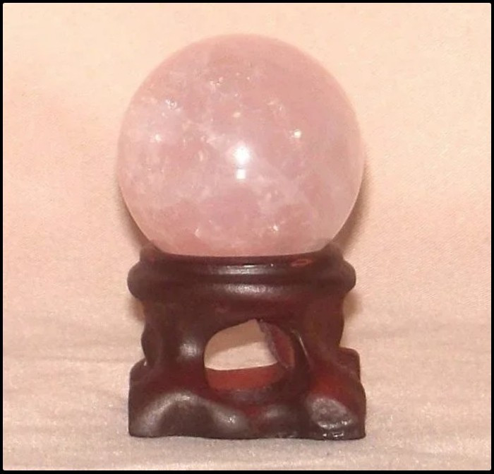 2pcs Rose Quartz Crystal Sphere 1″ Polished Gemstone Wooden Stand Heart Chakra