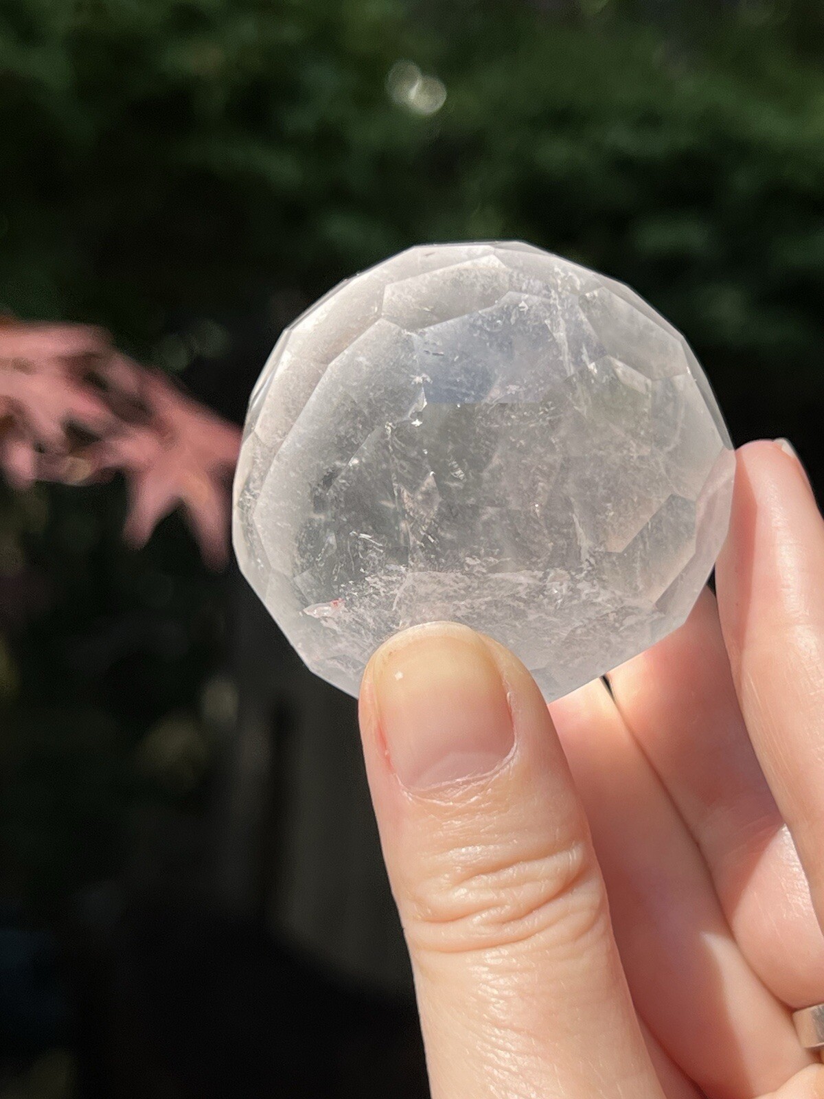 Clear Quartz Hand Faceted Large Crystal Ball AAA+ 50mm Diameter Standing R41/12