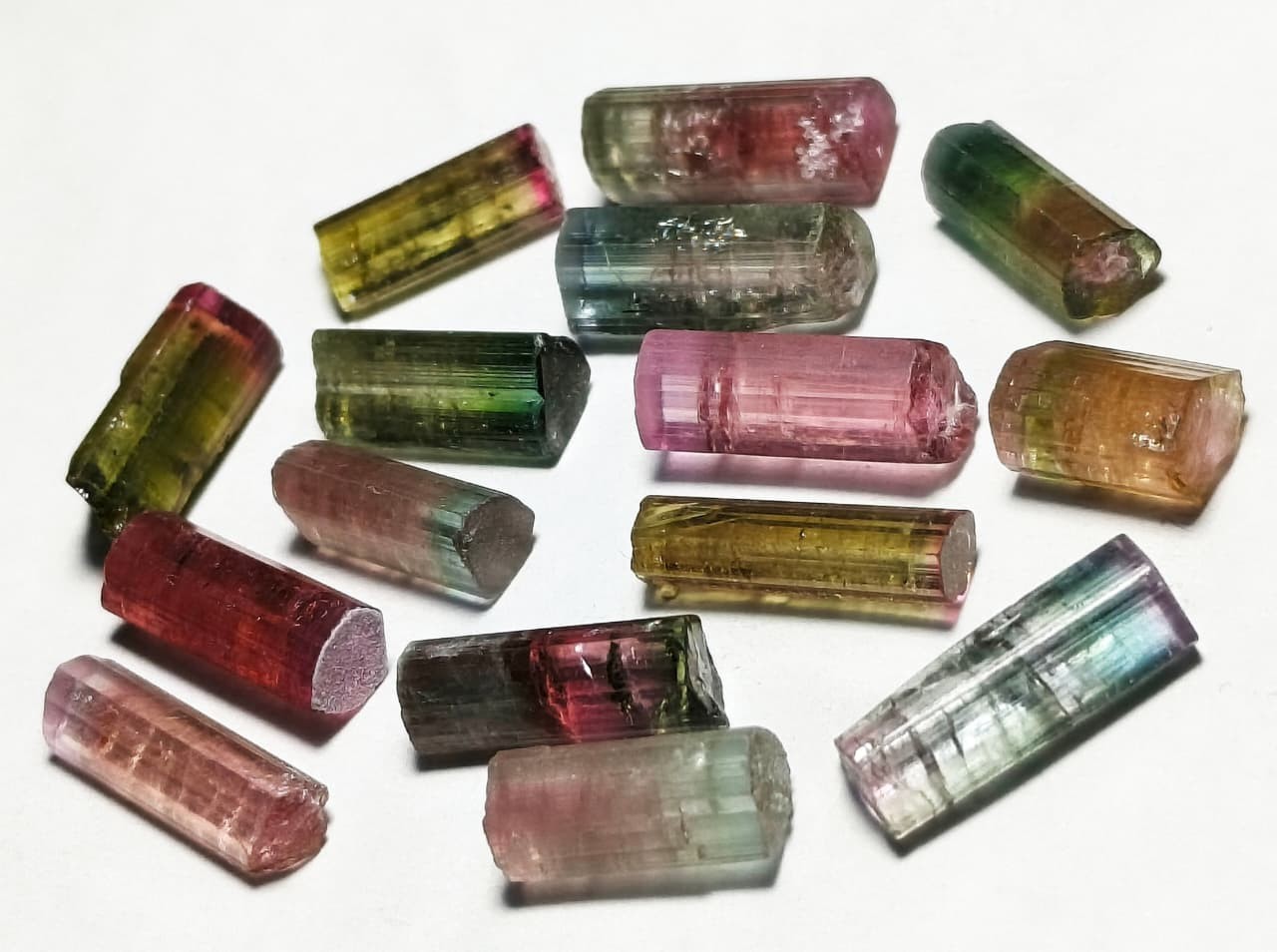 Multi colour jewelery size tourmaline crystals from paprook – 42 Carats