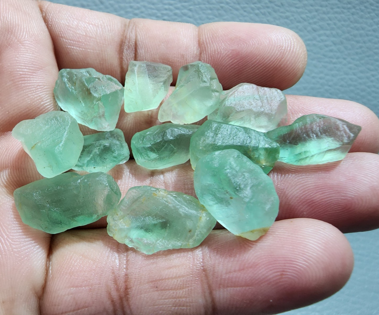 12 Pcs Amazing AA+ Green Fluorite Rough Gemstone Crystal Rough Raw Size 15-22 MM