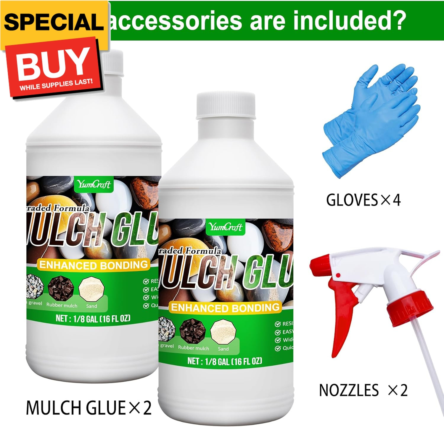 Mulch Glue – 32oz Adhesive Pea Gravel Binder for Landscaping, Garden – Concentra