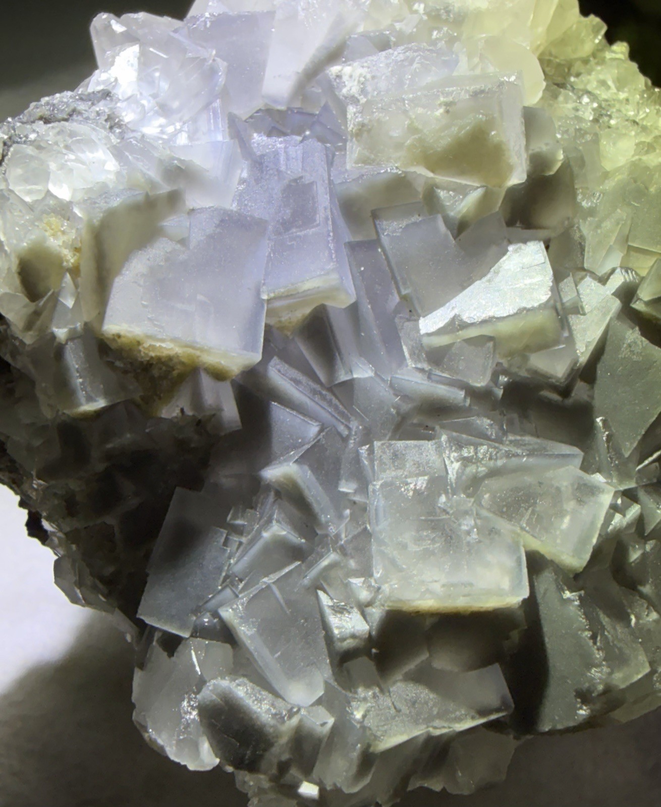 Crystal 242g QR Code Cube Grey Fluorite UV Reactive Cluster Specimen Mineral