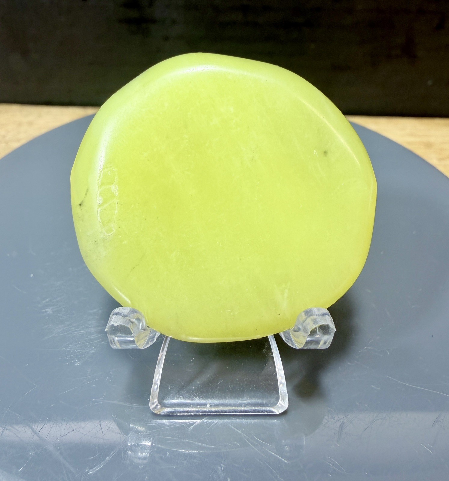 Crystal Lemon Jade Palm Stone Flat Healing Spiritual Collect yellow pocket 28g 7