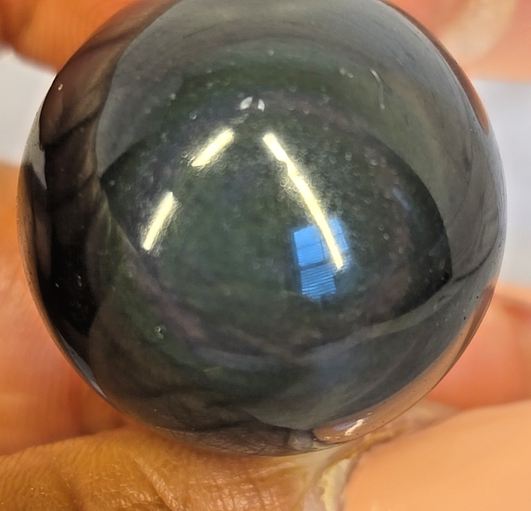 Rainbow Obsidian Sphere Set 3pc Silver Sheen Crystal Balls 26mm