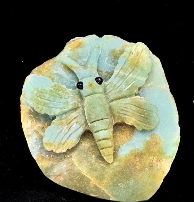 Natural Amazonite Butterfly Sculpture – Throat Chakra Communication Crystal Art