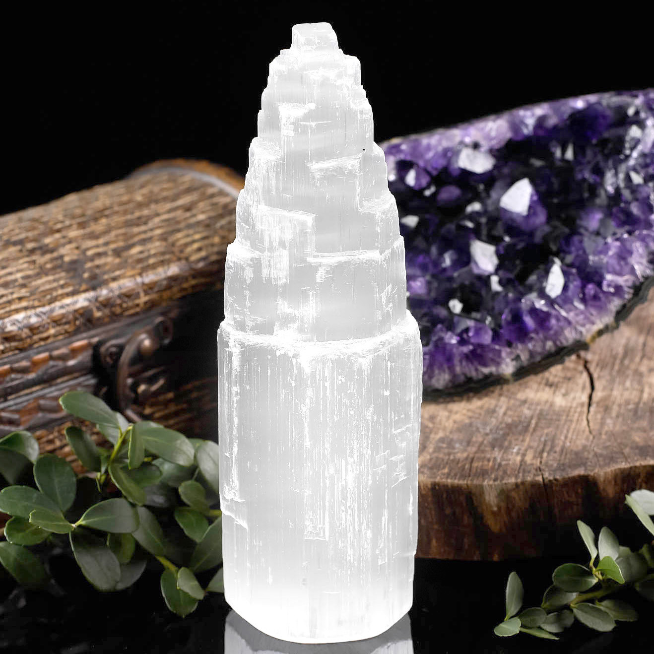 XL Selenite Tower Rough 8 ” inch Crystal Morocco Natural Carved Healing Energy