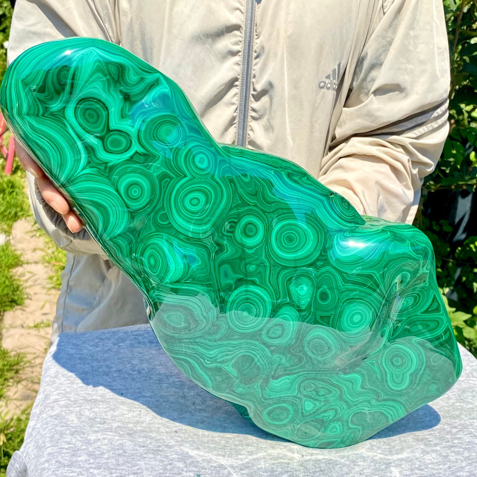 35.05LB Natural glossy Malachite transparent cluster rough mineral sample