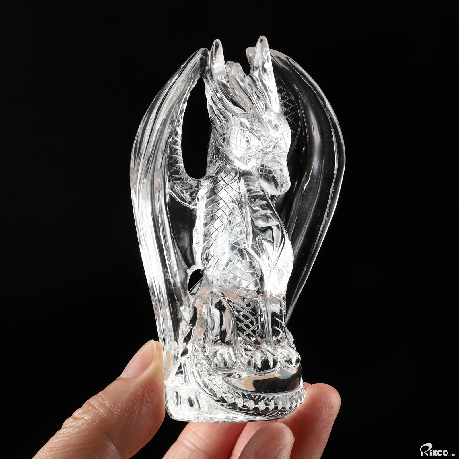 4.1″ K9 Crystal Hand Carved Crystal Dragon Sculpture, Crystal Healing