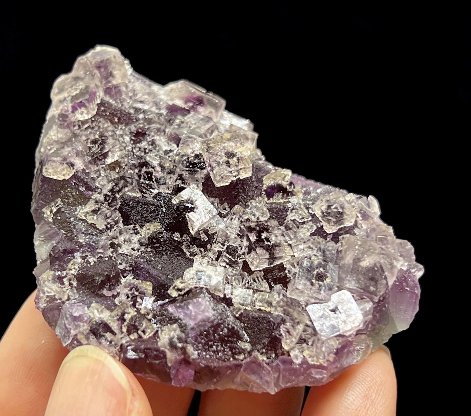 56mm 71g Two-generations Fluorite, Cubic on Octahedron, Natural Mineral Specimen