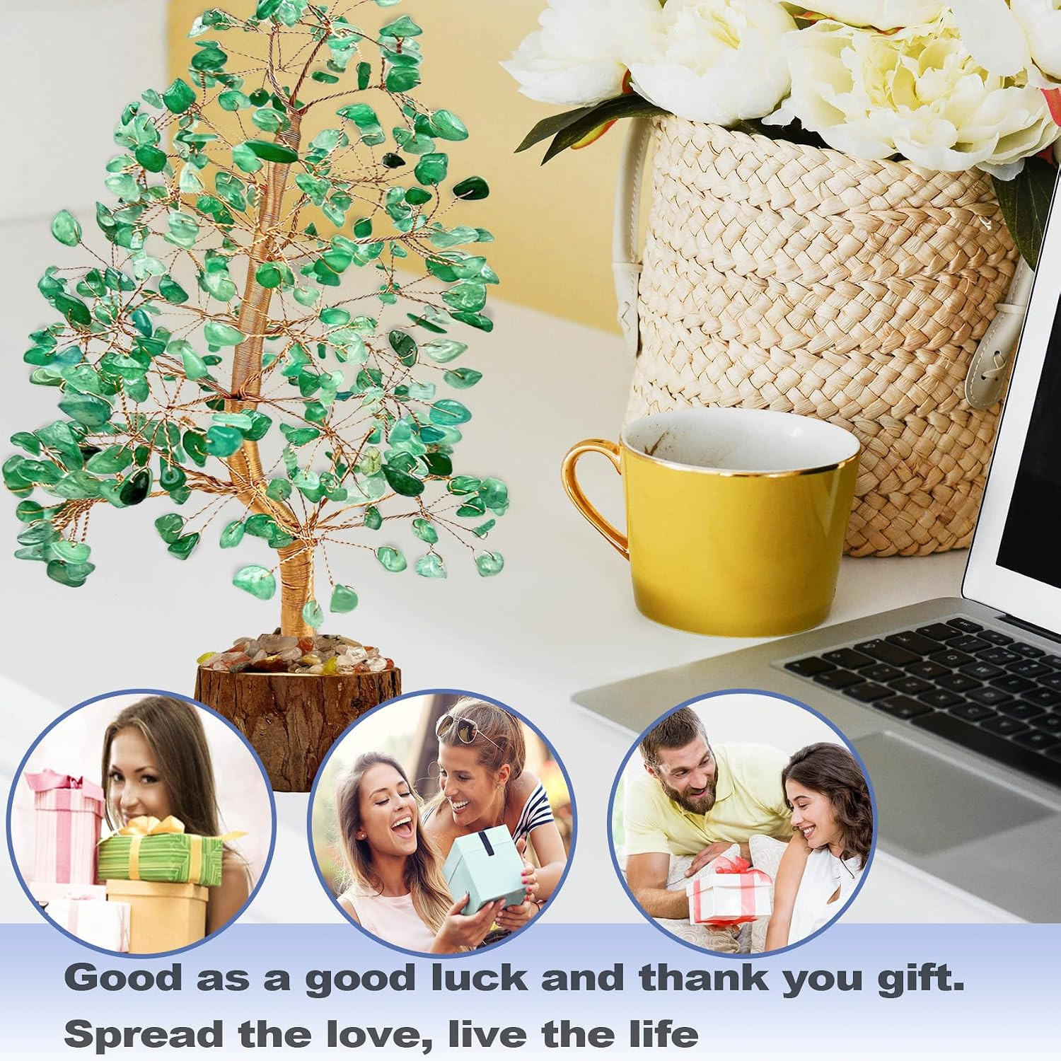 Jade Crystal Healing Chakra Tree of Life, Sister Women Mom Birthday Spiritual Gi