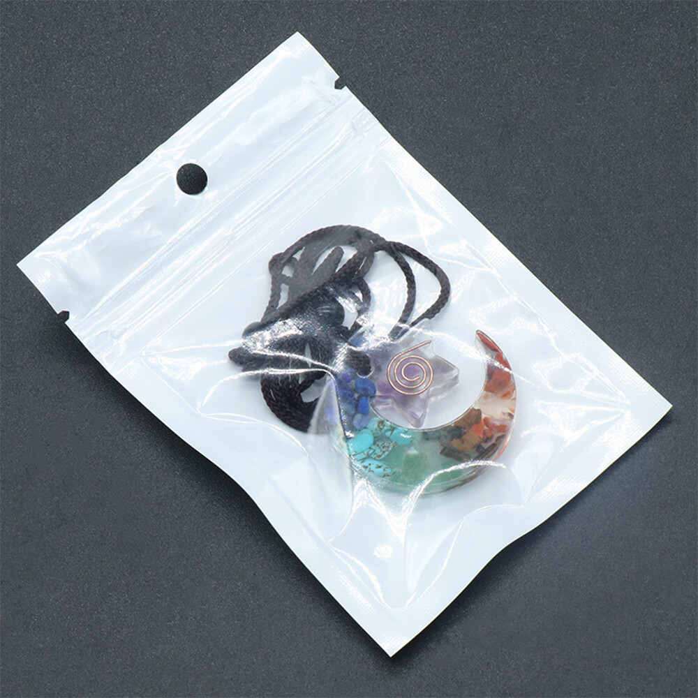 1PC Chakra Star Moon Pendant Necklace Epoxy Resin Chips Crystal Orgone Organite