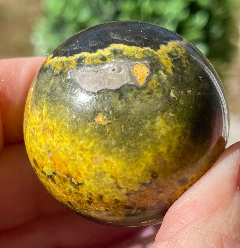 Bumblebee Jasper Crystal Sphere #W- 37mm Black yellow jasper Indonesia Old Stock