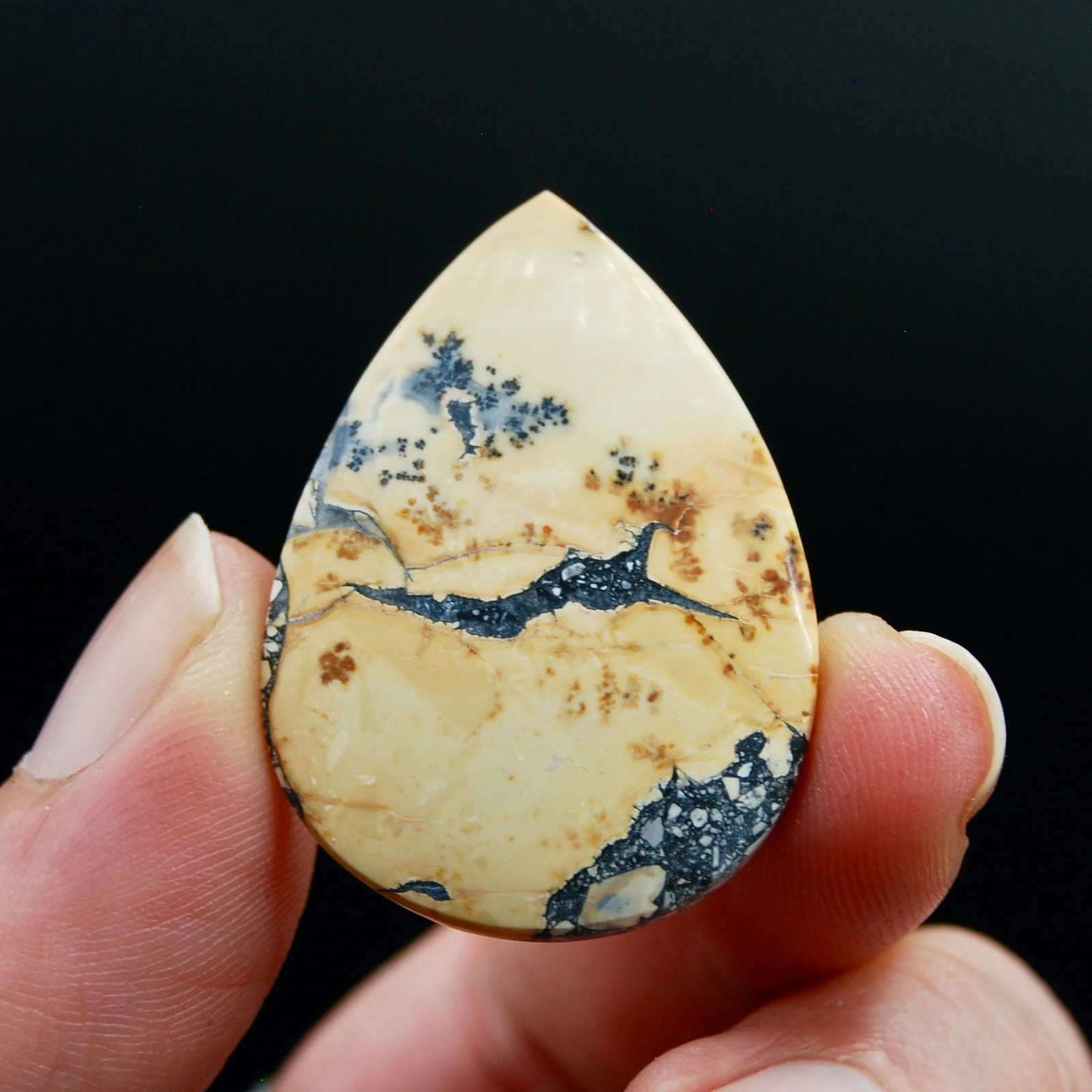 36mm Landscape AAA Maligano Jasper Cabochon Teardrop, Indonesia b17