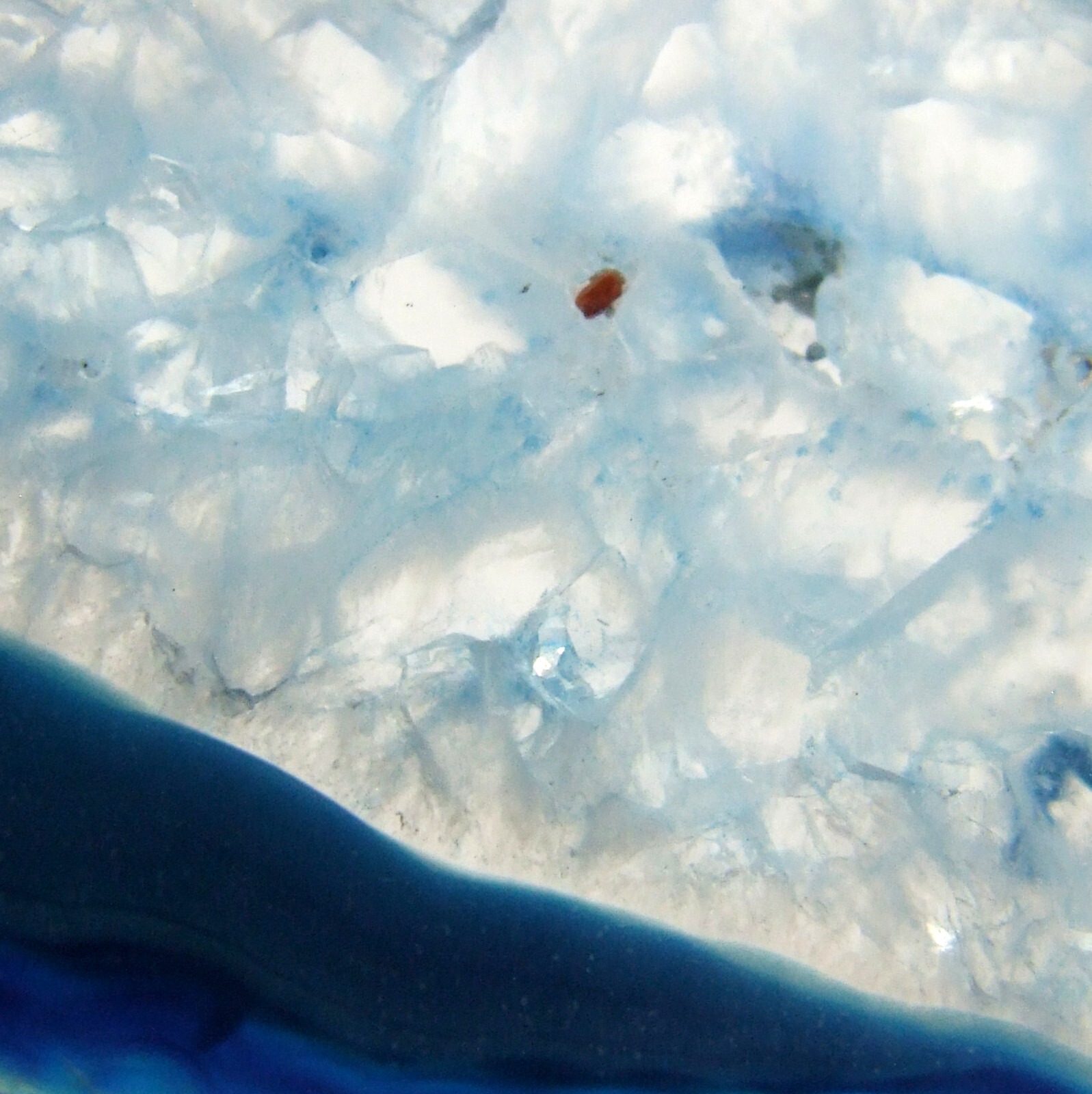 Dark Blue Agate with Quartz Crystal Geode Slice 8cm x 3.5cm Polished