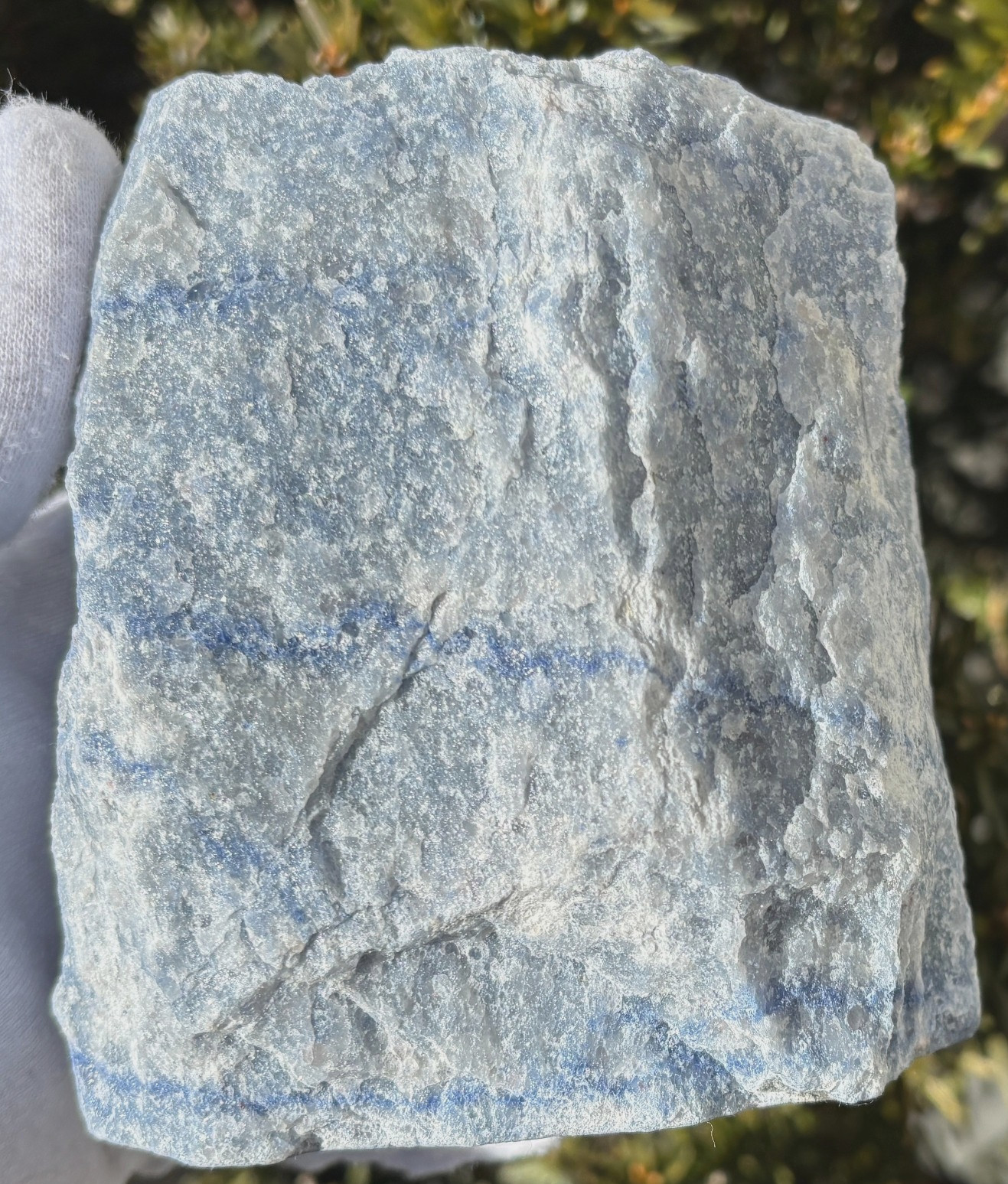 USA SALE 2.65LB BLUE QUARTZ VASE CONTAINER 4″x3.8″x3″ AVENTURINE PLANTER HOLDER