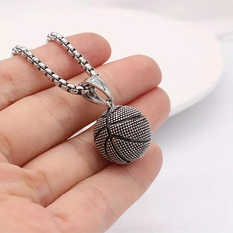 Fashion Jewelry Silver Basketball Pendant Necklace Chain 1PC