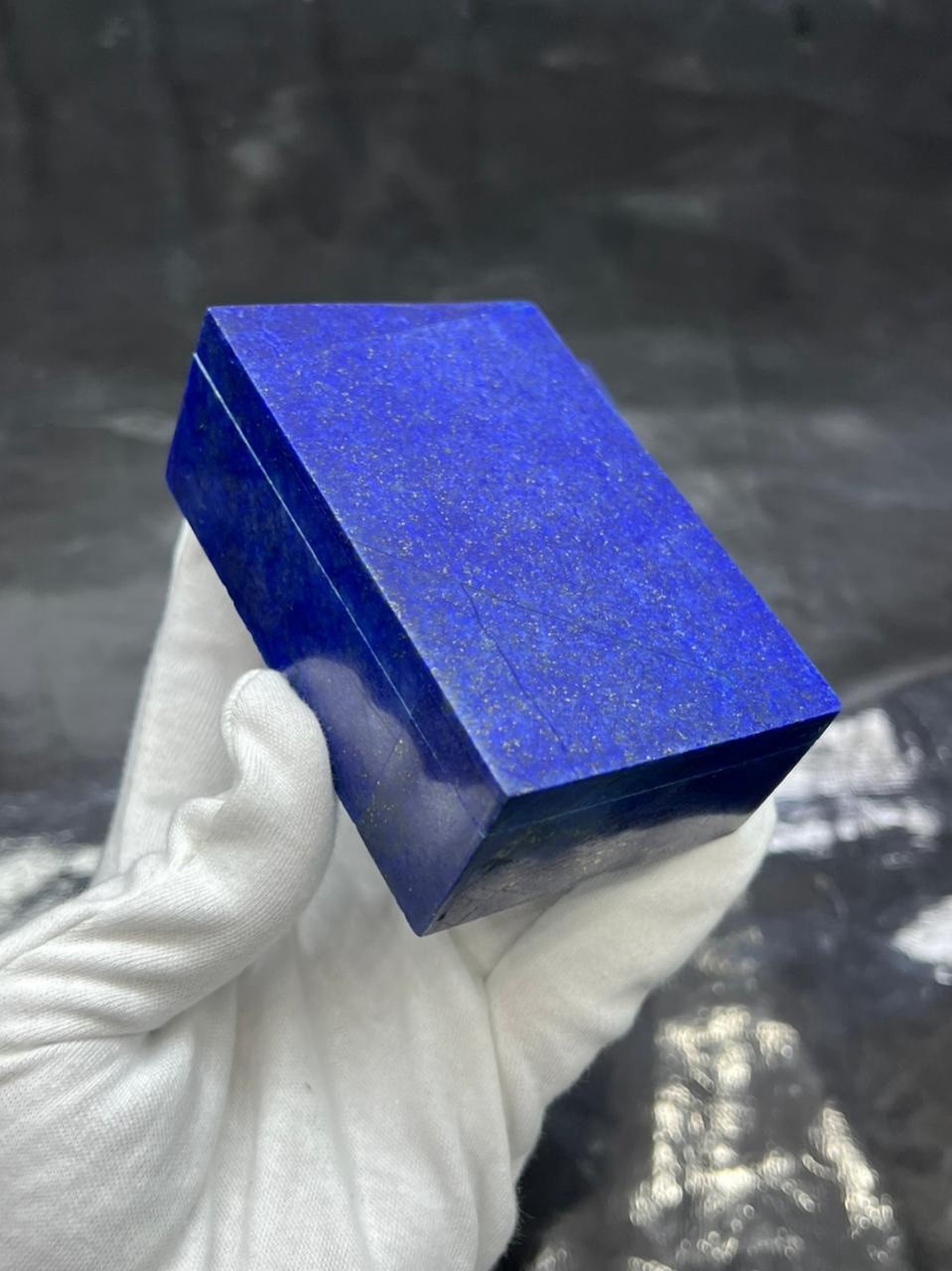 Natural lapis lazuli jewelry box set slightly coloured to enhance beauty