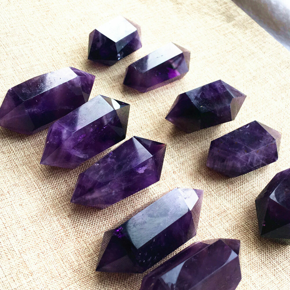 1/3PCS Natural Purple Amethyst Crystal Point Wand Obelisk Healing Tower 4-5cm