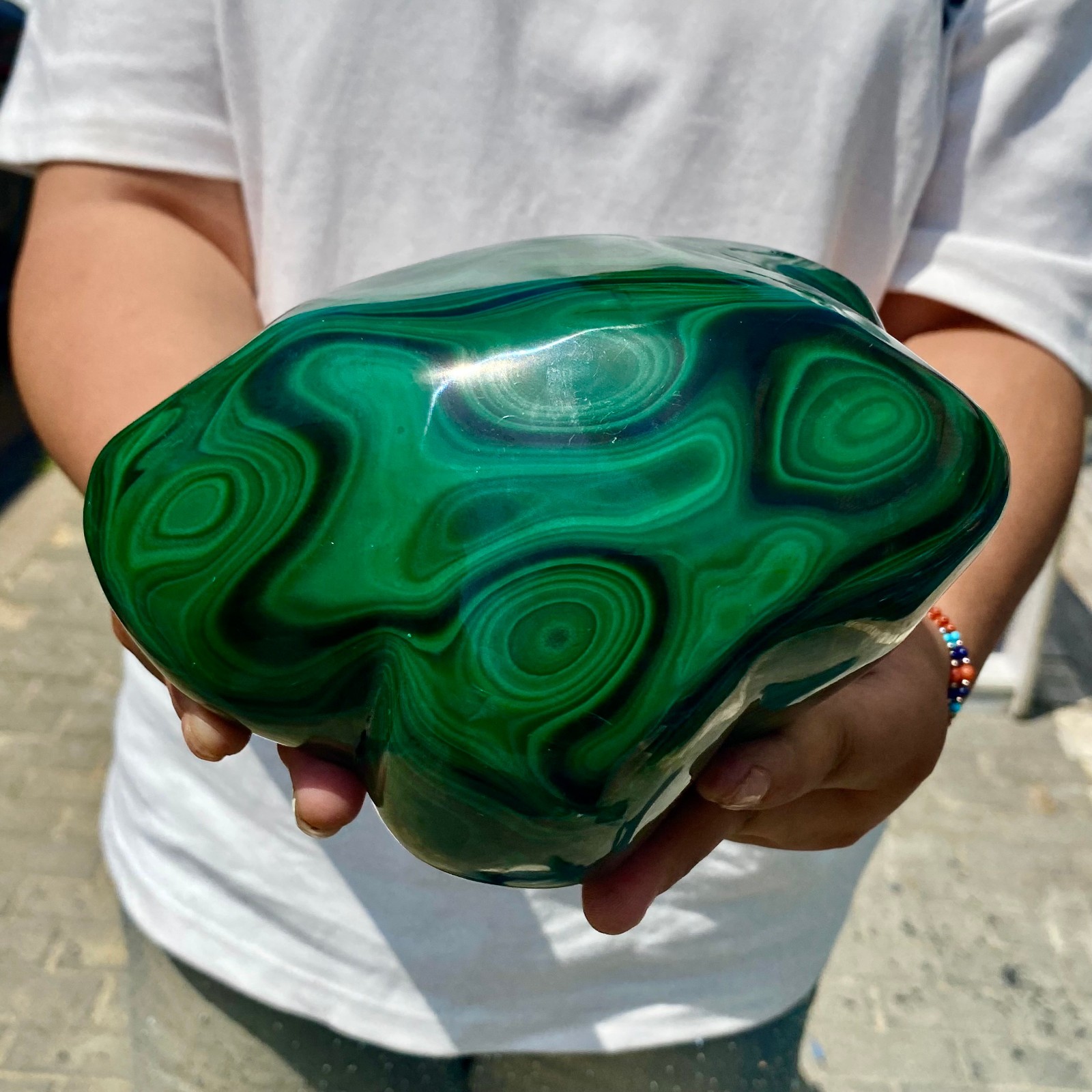 7.53LB Natural glossy Malachite transparent cluster rough mineral sample