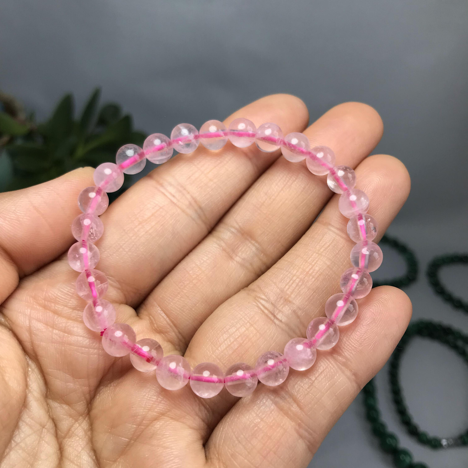 wholesale 6mm Natural pink crystal gemstone Crystal beads bracelet 10g-11g A5269