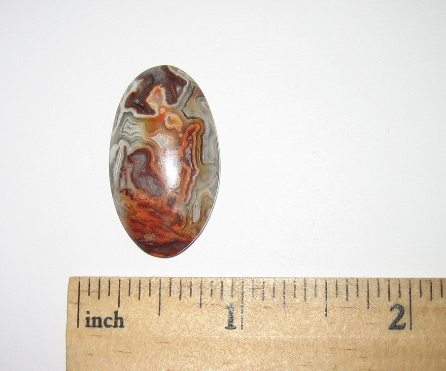 30x17mm POLISHED NATURAL LAGUNA LACE AGATE CRYSTAL STONE CABOCHON MEXICO 4.7g *3