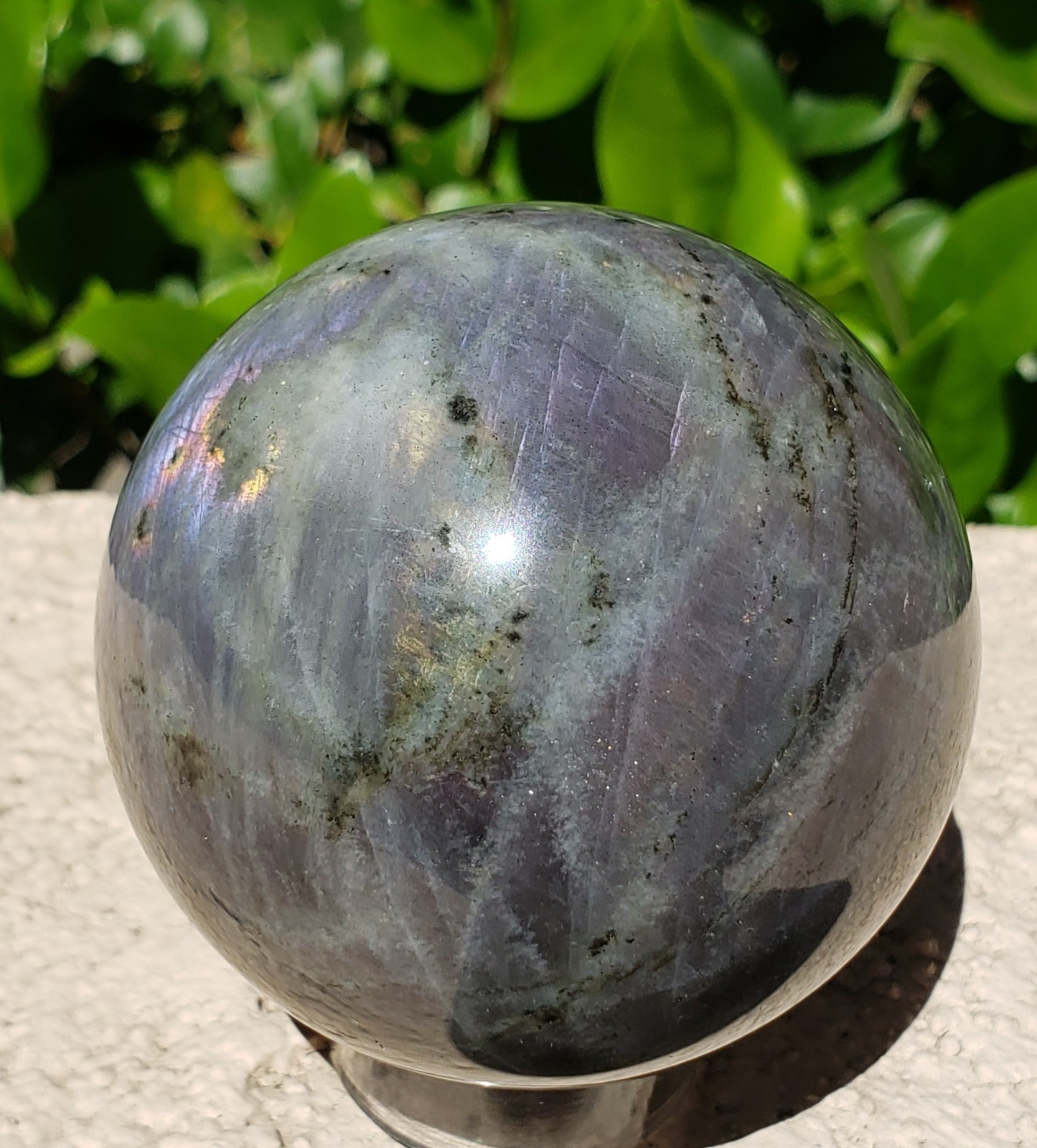 2.6″ Labradorite Mineral Crystal Iridescence Sphere Ball Orb Flash, 421g