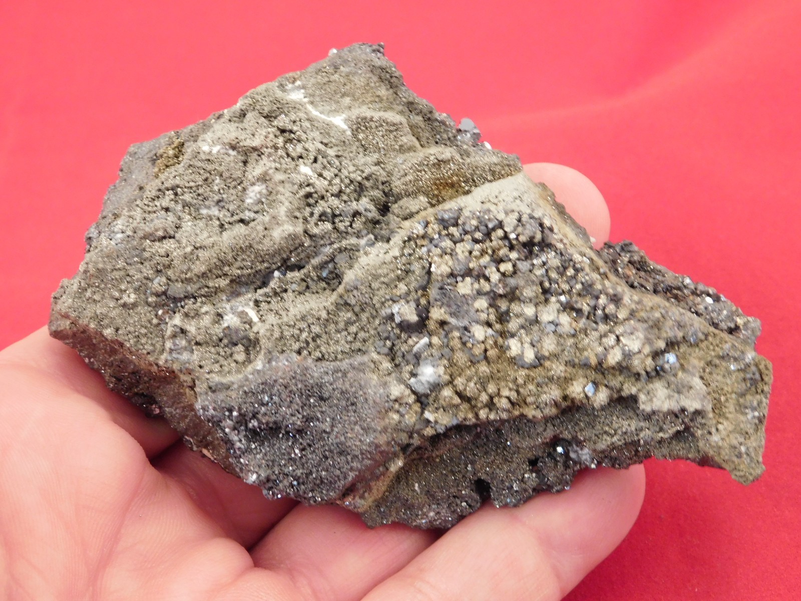 Larger RHOMBIC GALENA Crystal Cluster with Druzy Pyrite 100% Natural Peru 233gr