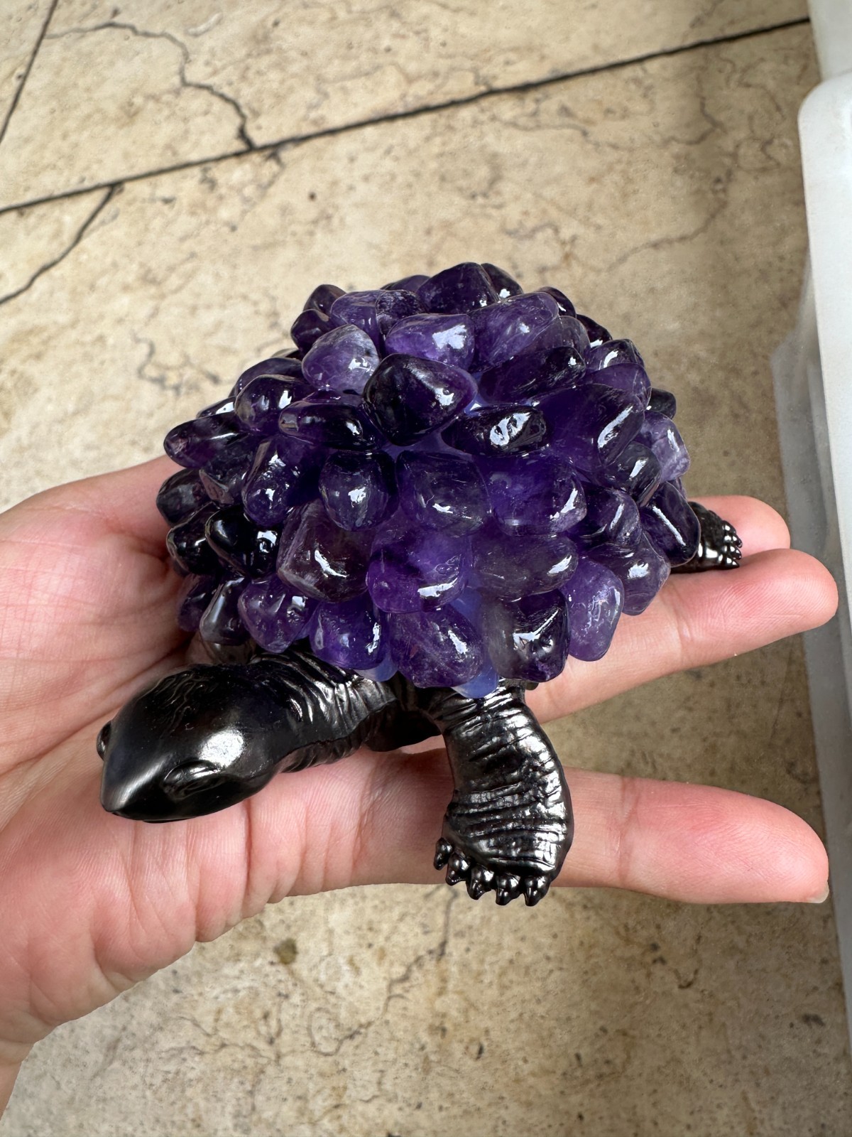 Natural amethyst Crushed stone Turtle Quartz Crystal USB Night lamp 1PC