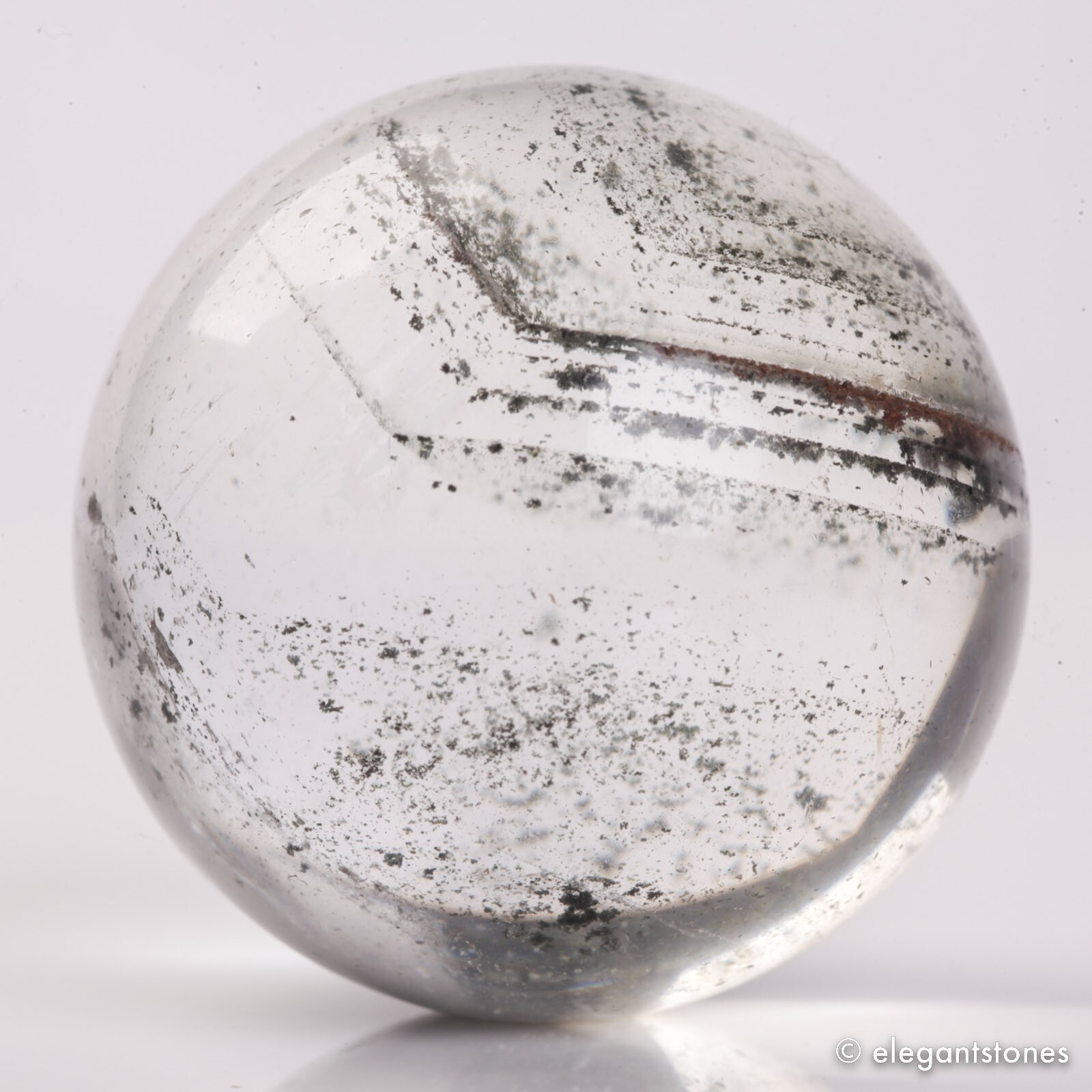 69g36mm Natural Garden/Phantom/Ghost/Lodolite Quartz Crystal Sphere Healing Ball