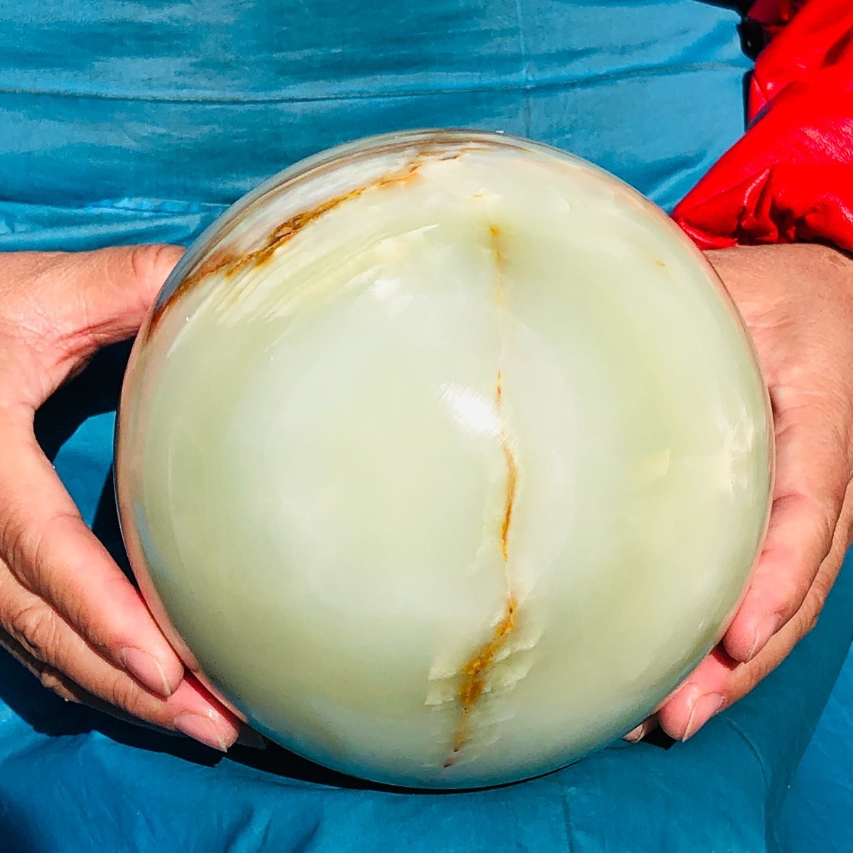 9.17LB Natural Afghan Jade Sphere Polished Crystal Healing Ball Home Reiki