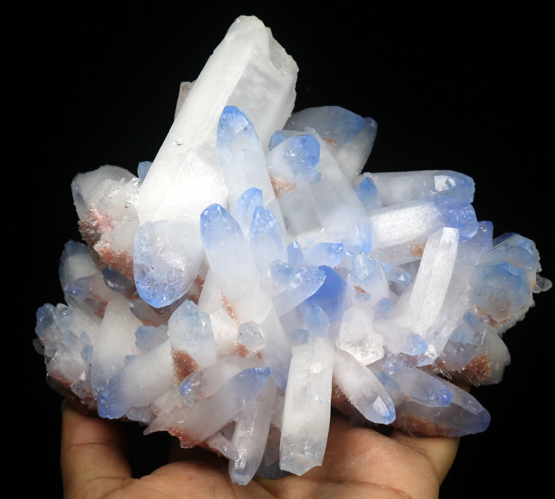 2.46lb Rare Beatiful Blue Tibetan Ghost phantom Quartz Crystal Cluster Specimen