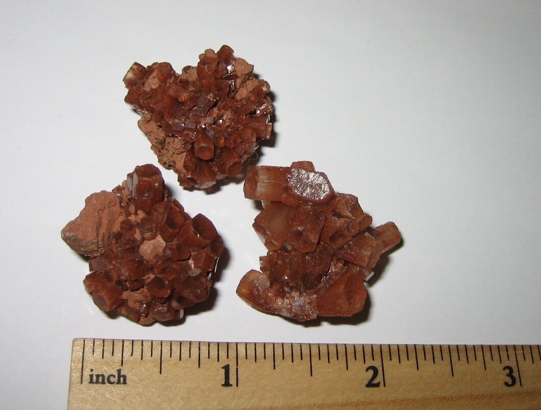 3 NATURAL ROUGH 1″- 1.1″ RED ARAGONITE CRYSTAL CLUSTERS FROM MOROCCO ~ 36.4g *1