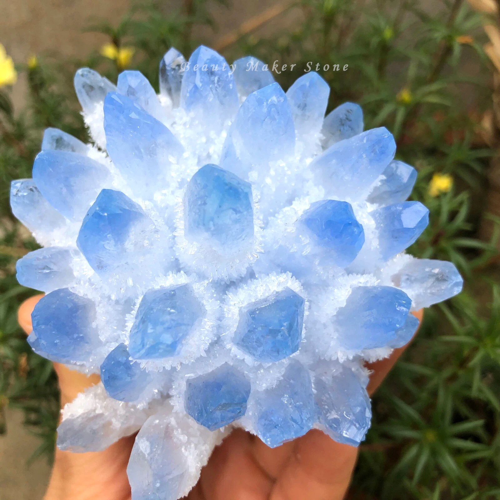 350G New Find Blue Phantom Quartz Crystal Cluster Mineral Specimen Healing Gift
