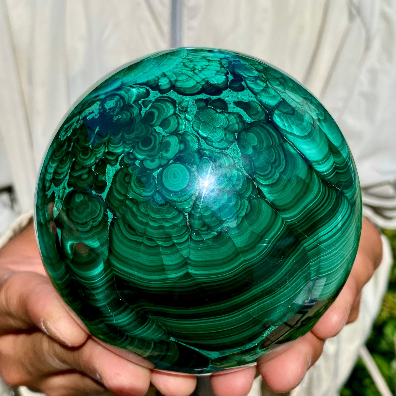 4.1LB Rare Natural Malachite quartz hand Carved sphere Crystal Healing