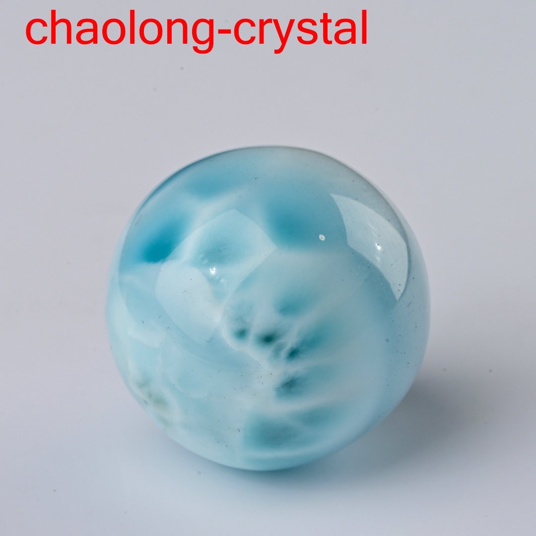 26mm Natural Blue Ice Larimar Gemstone Water Pattern Fashion Ball