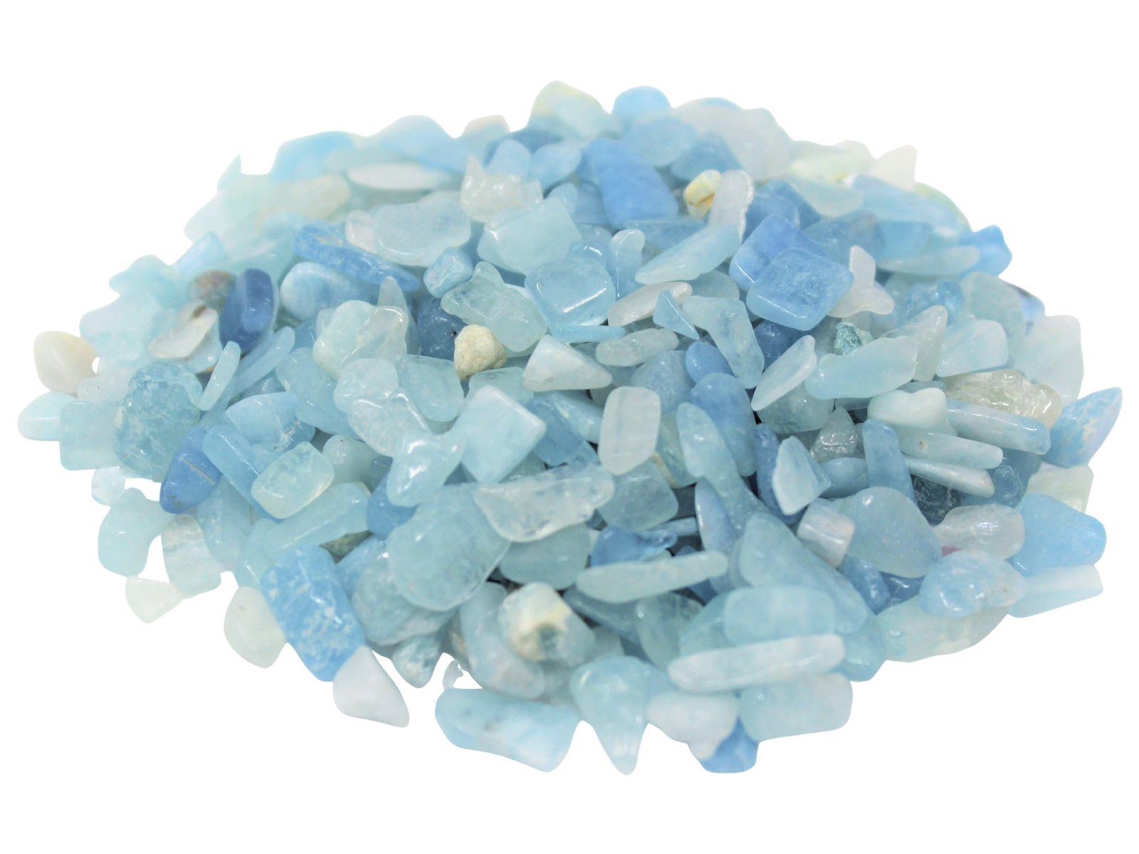 Aquamarine Semi Tumbled Gemstone Mini Chips 6-8 mm, ‘A’ Grade Wholesale Bulk Lot