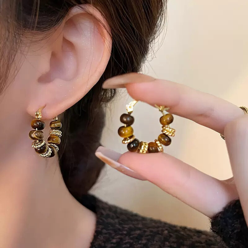 Women’s Fashion Jewelry Tiger’s Eye Earrings Light luxury eardrop Gift A pair