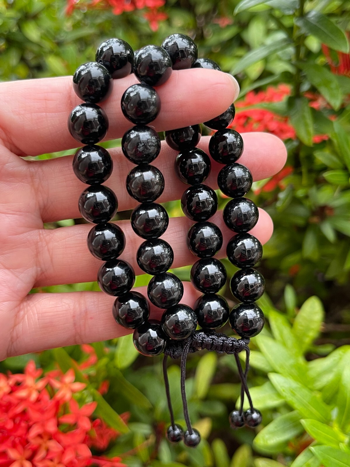 Grade A++ Black Obsidian Crystal Adjustable Bead Bracelet 10mm,Genuine Bracelet