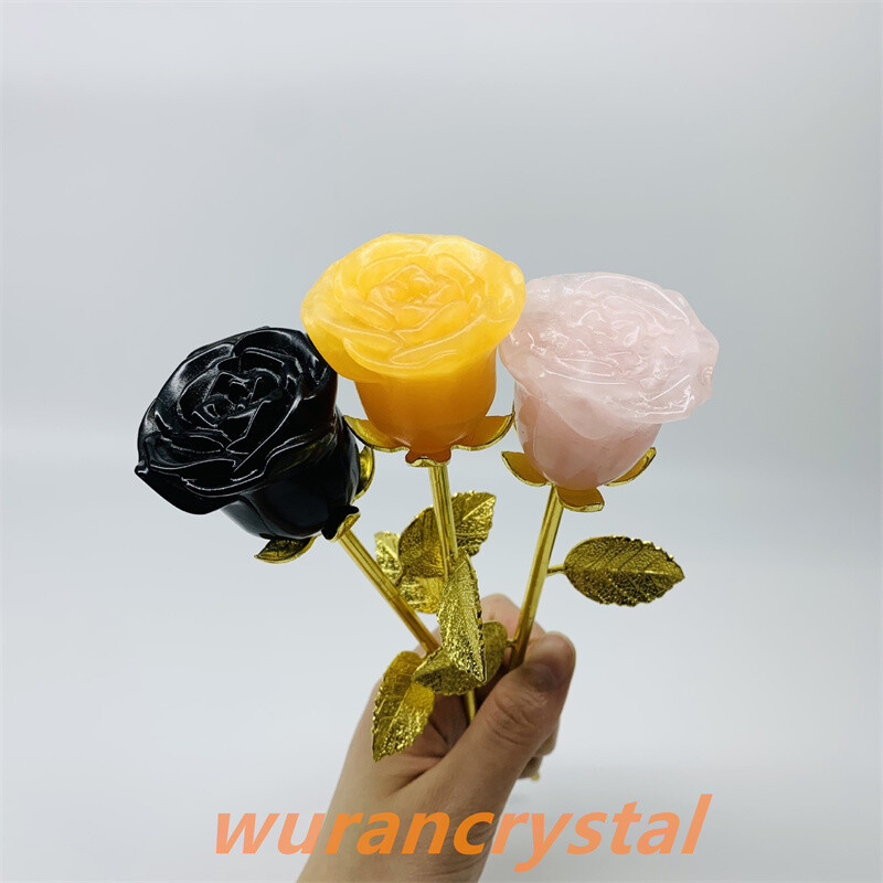 Mix Natural quartz crystal rose point carved vase bedroom Reiki healing gift