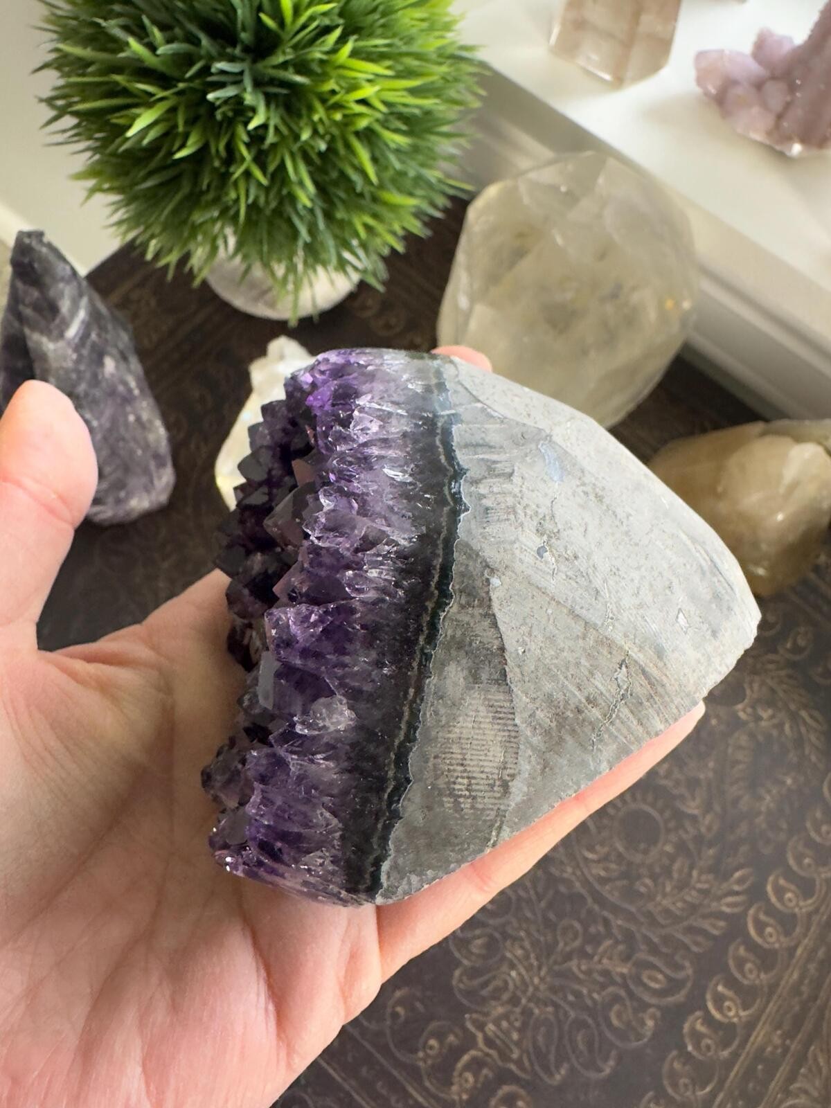 Amethyst Crystal Cluster Geode Dark Purple Grape Jelly Amethyst Mineral Decor 88