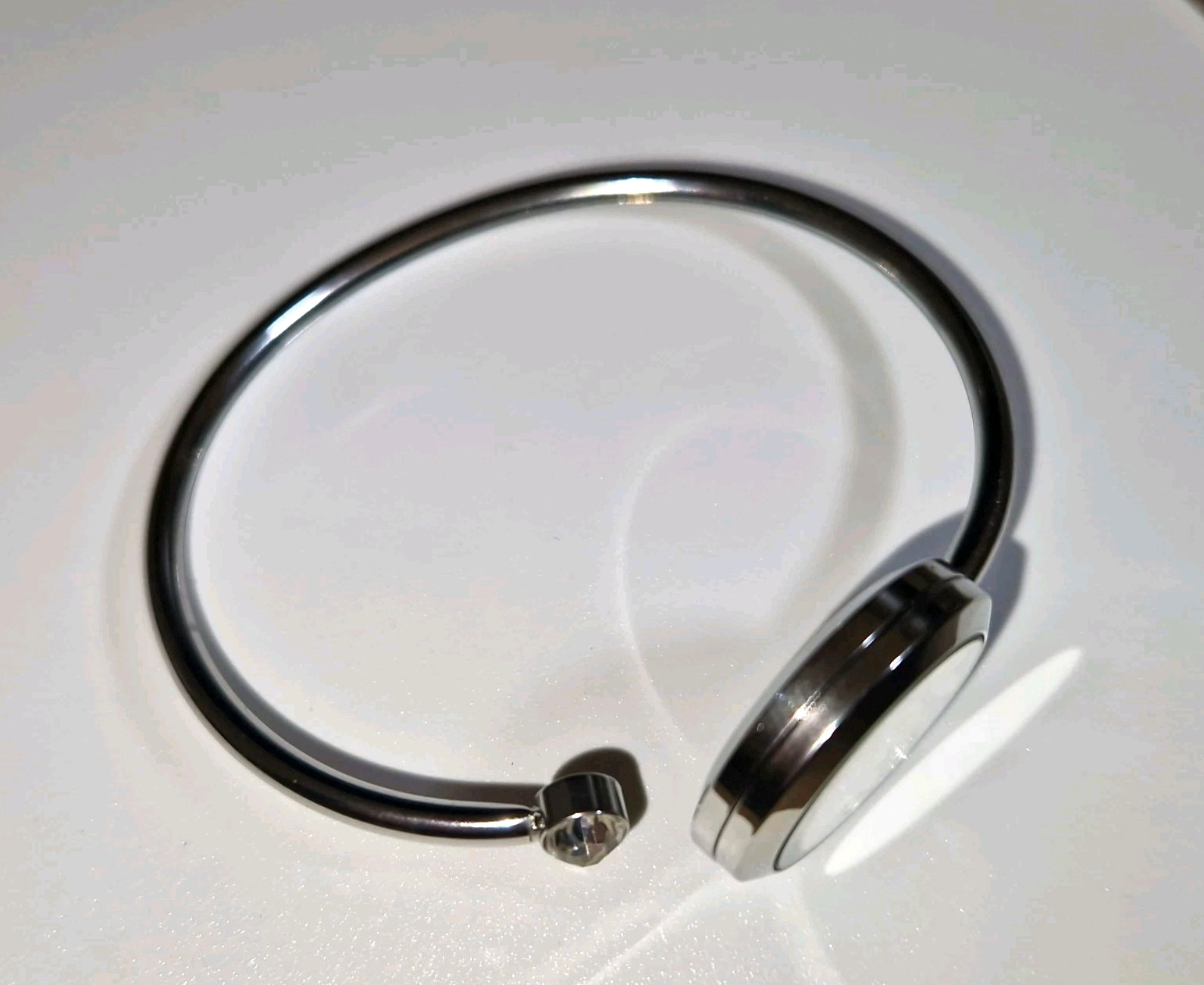 Natural Rough Ethiopian Opal Stainless Steel Bangle Great Colour Play