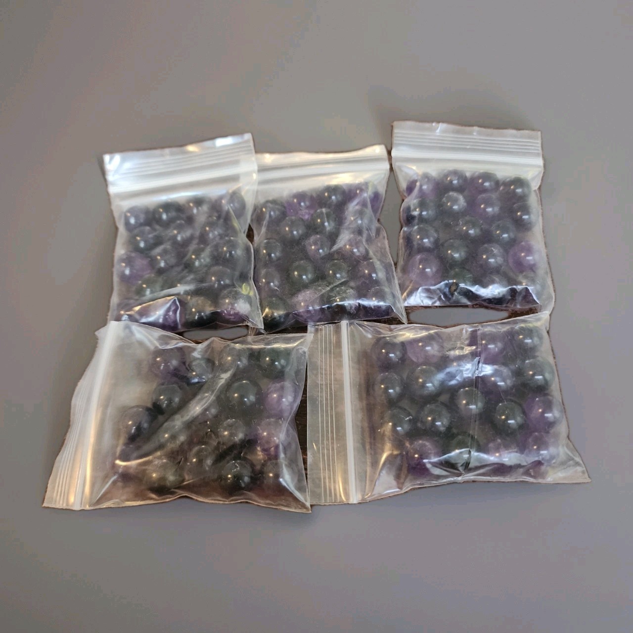 Lot Of 5 Bags Small Mini Purple Amethyst Spheres Approx. 3/8″ Or 10mm 140g – USA