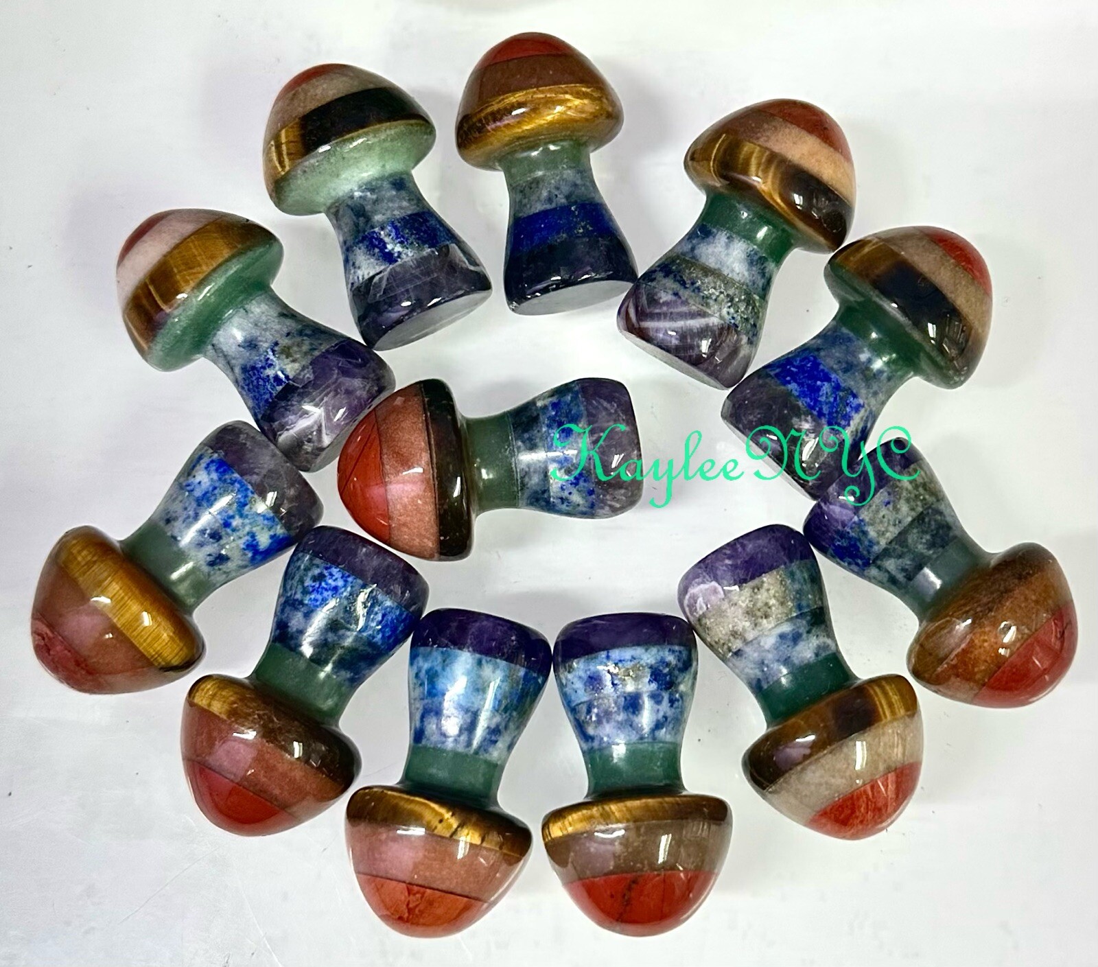 Wholesale Lot 12 PCs 35mm Chakra Mushroom Crystal Healing Energy