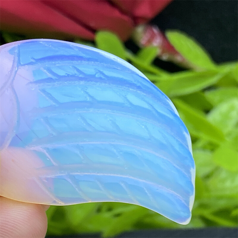 Top + A pair Opalite Quartz crystal skull Angel wings Carved point Healing gift