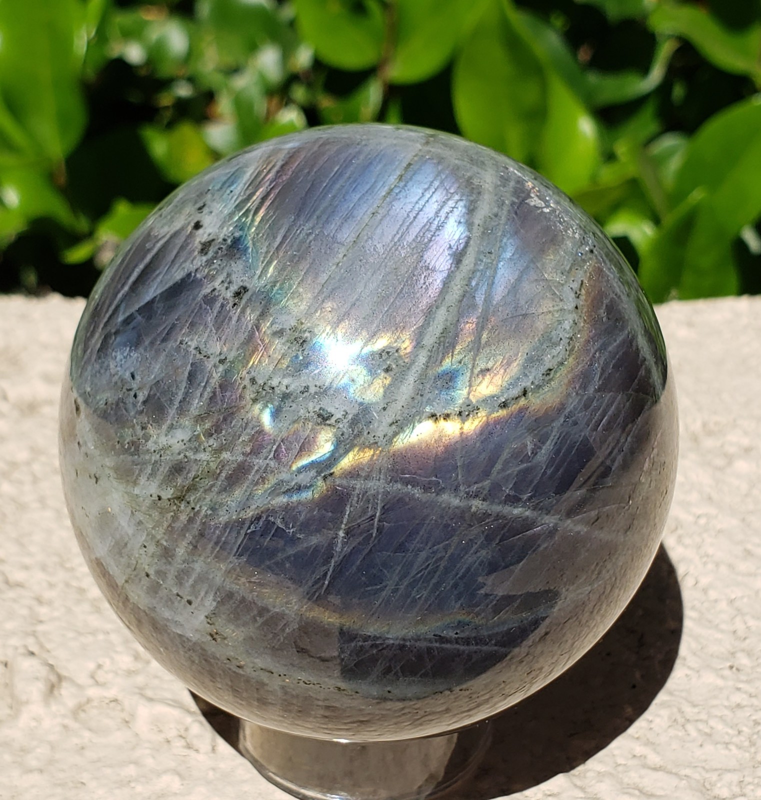 2.6″ Labradorite Mineral Crystal Iridescence Sphere Ball Orb Flash, 426g