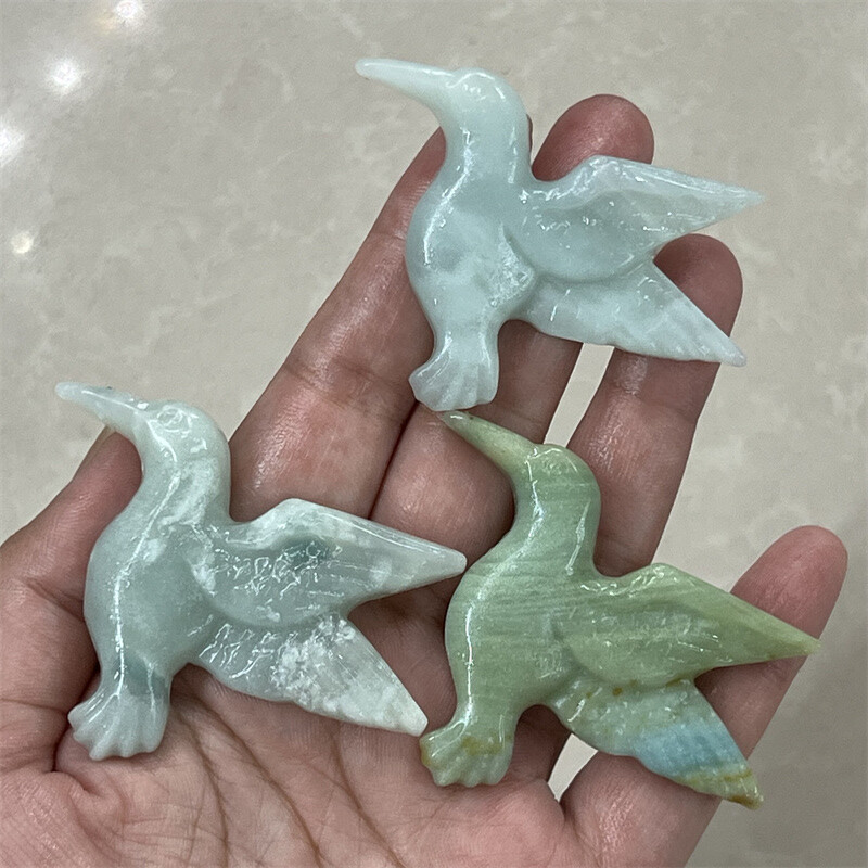 2.4″ Natural Amazonite Phoenix bird Skull Quartz Crystal Skull Reiki Healing 1PC